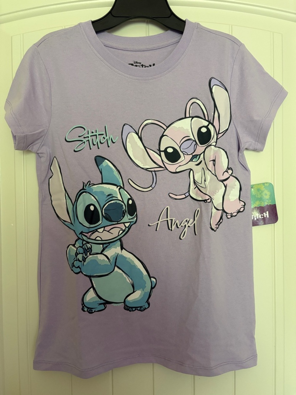 Disney Lavender Girls' Lilo & Stitch Tee - Stitch & Angel Graphic